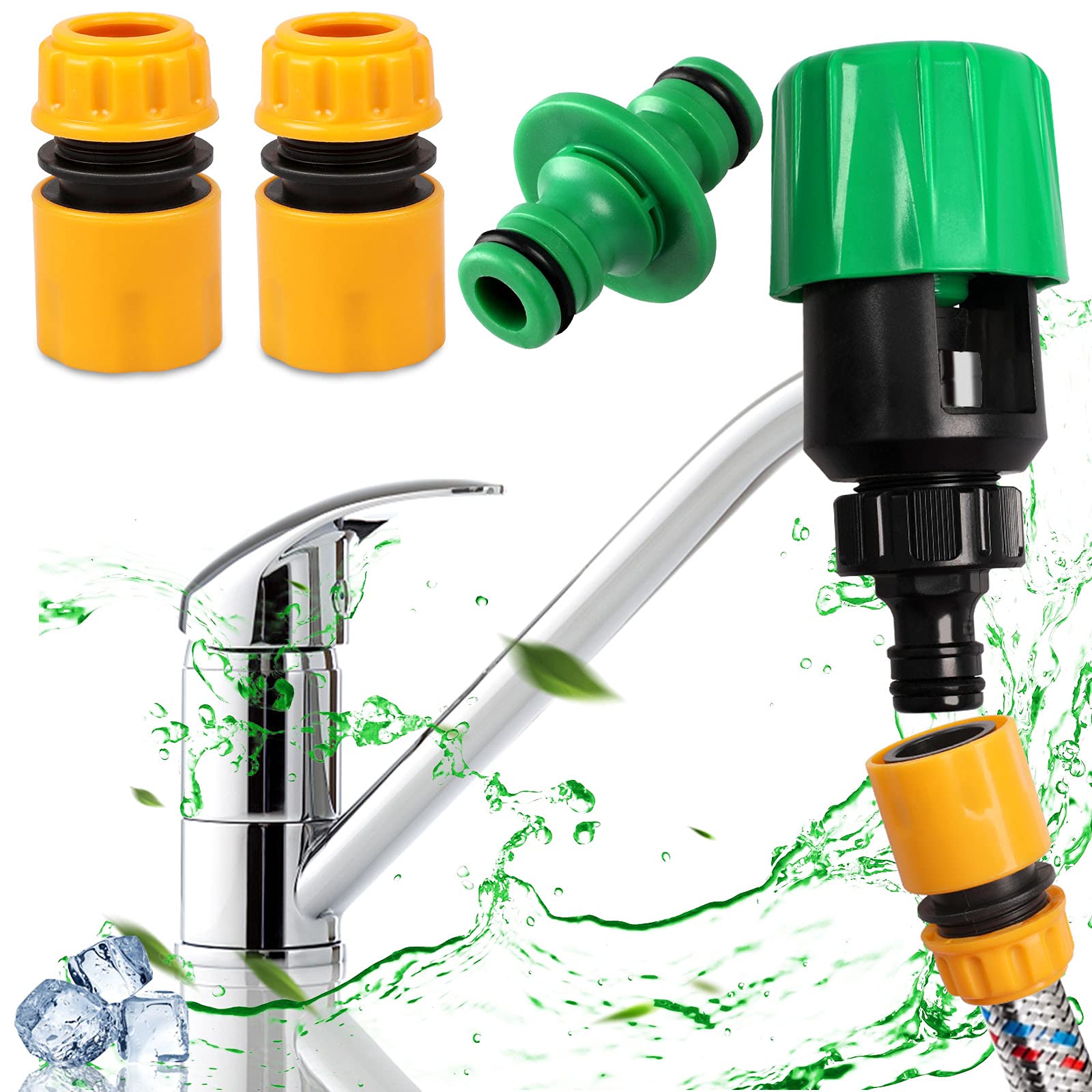 Universal Hose Connector and Tap Adaptor - Quick Fitting Mixer for Garden, Bathroom, Indoor and Outdoor Use (4 Pack)