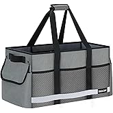 DSDCDJ Upgrade Extra Large Utility Tote Bag with Reflective Strip, Standing Reusable Grocery Bags with Hard Bottom & 4 Sided Reinforced, Collapsible Utility Tote with Handles for Beach, Picnics, Car