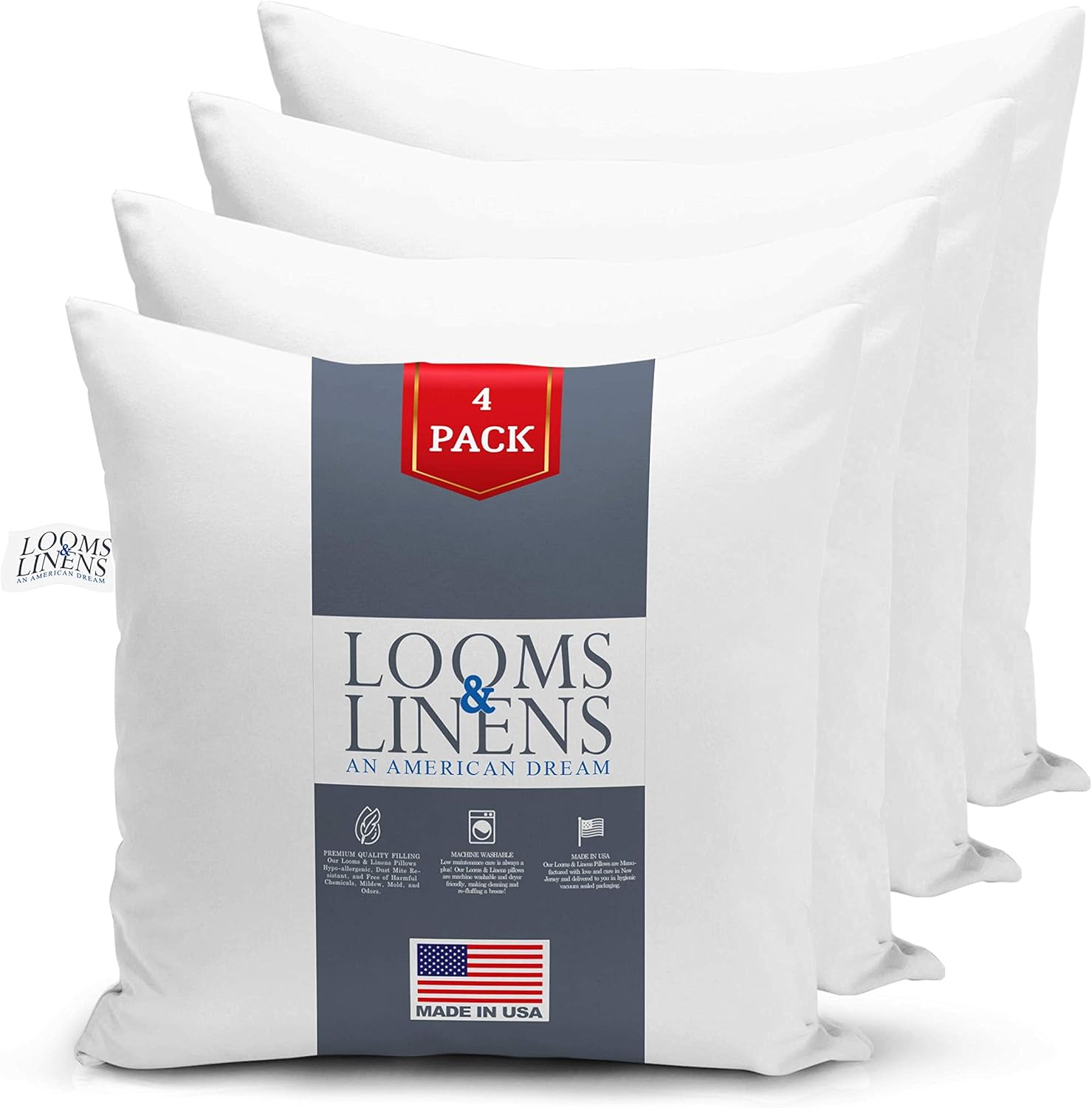 Looms & Linens Throw Pillow Form Insert Euro Sleeping Sham Square Insert Soft Poly