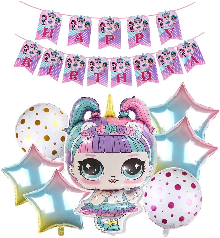 Msltr 8Pcs LOL Party Supplies–Cute LOL Birthday Decorations Banners - Balloons for Baby Theme Birthday Party Decorations - LOL Party Supplies for Kids