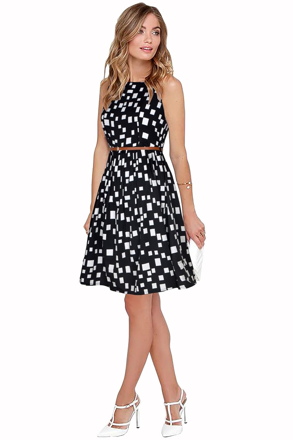 purvaja women's crepe skater dress (black)