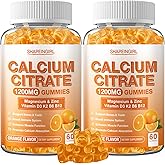 1200mg Calcium Citrate with Vitamin D3, K2, B6 & B12, Calcium Supplements for Women & Men, Plus Magnesium Zinc for Bones, Muscle & Immune Support, High Absorption 120 Calcium Gummies Orange Flavor