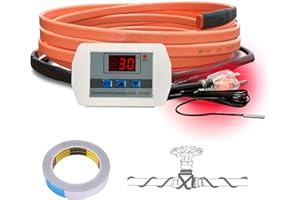 Cupohus Heat Tape for Water Pipes with Digital Display Thermostat 6FT, Freeze Protection Self-Regulating Heat Trace Cable for Metal, Plastic Home Pipes, Roof and RV