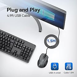 TECKNET USB Wired Mouse, 6-Button Corded Mouse with