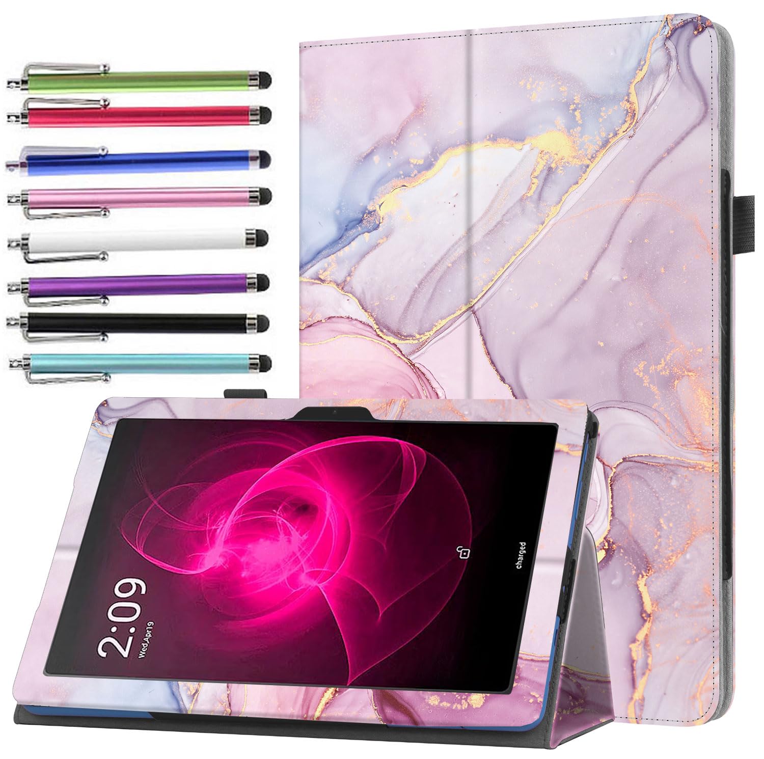 Photo 1 of elitegadget Case for T-Mobile Revvl Tab 5G 10.36" Tablet 2023 Release - Slim Lightweight Folio Stand Cover PU Leather Case Cover + 1 Stylus (Pink Marble)
