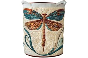 Quilted Laundry Basket Boho Fabric Floral Storage Hamper for Bathroom Bedroom Dorm Organizer (Beige（L）)