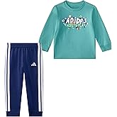 adidas baby-boys 2-piece Long Sleeve Graphic Cotton Tee & Jogger Set