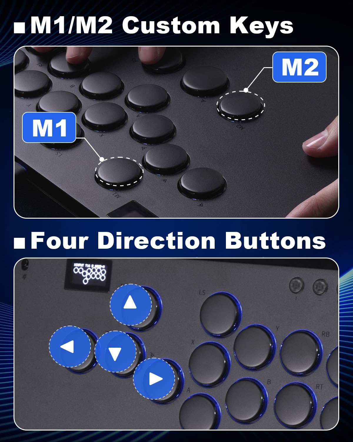 Haute42 Leverless Controller Arcade Stick: Aluminum Leverless Arcade Stick M Ultra with Lock Button & RGB Lighting, Arcade Controller Street Fight for PC/PS3/PS4/Switch Game,Low-Profile Switch Arcade Stick Support Hot Swap & SOCD