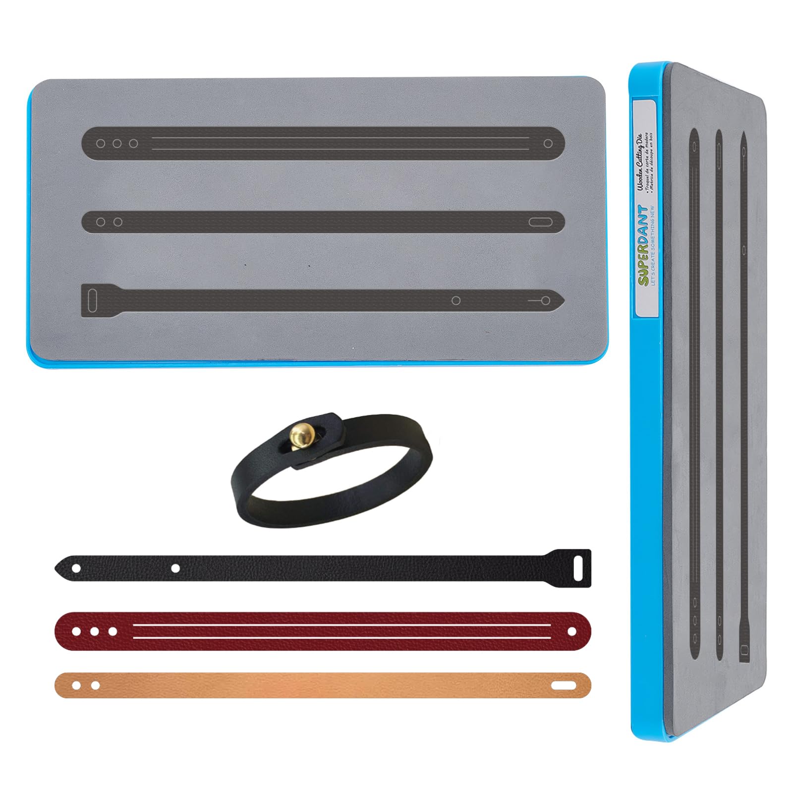 SUPERDANT Leather Cutting Dies Casual Mens Cuff Bangle Bracelet Die Cuts 3 Styles Wristband Bracelets Jewelry Strip Cutting Punching Die Cutter for Watch Straps Wrist Band DIY Crafts