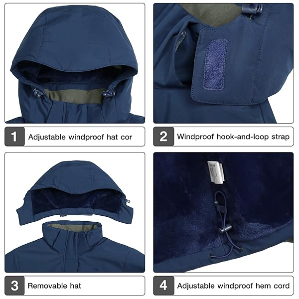 CAMEL CROWN WOMEN’S SKI JACKET WATERPROOF WINTER SNOW MOUNTAIN COAT WARM FLEECE WINDBREAKER HOODED RAINCOAT SNOWBOARDING JACKETS BLUE L