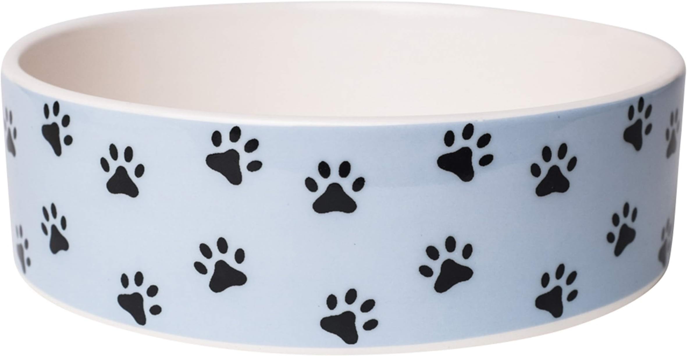 Park Life Designs Medium Pet Bowl, Pawz Pattern, 6-1/2 inch Heavyweight Ceramic Dish Stays Put, Chew-Proof, Microwave and Dishwasher Safe