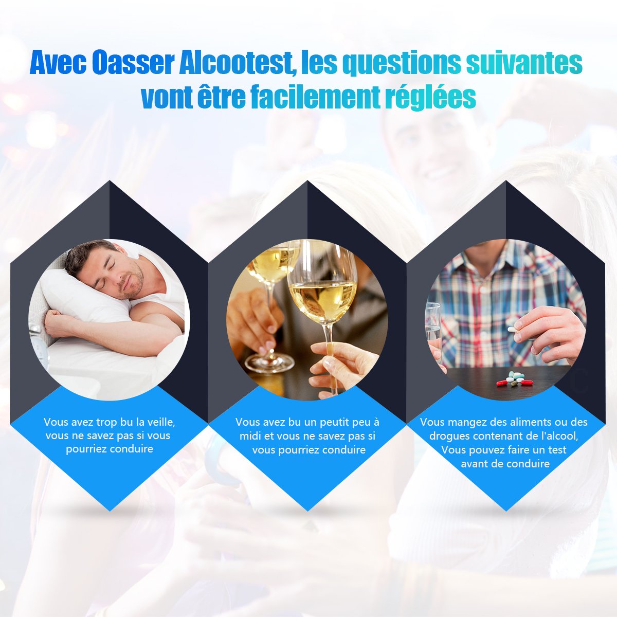 oasser Ethylotest Electronique Alcootest Professionnel à Capteur Electrochimique Testeur d\'alcool à Ecran LED d\'Affichage Numérique avec 4 Embouts (T3-Alcootest)