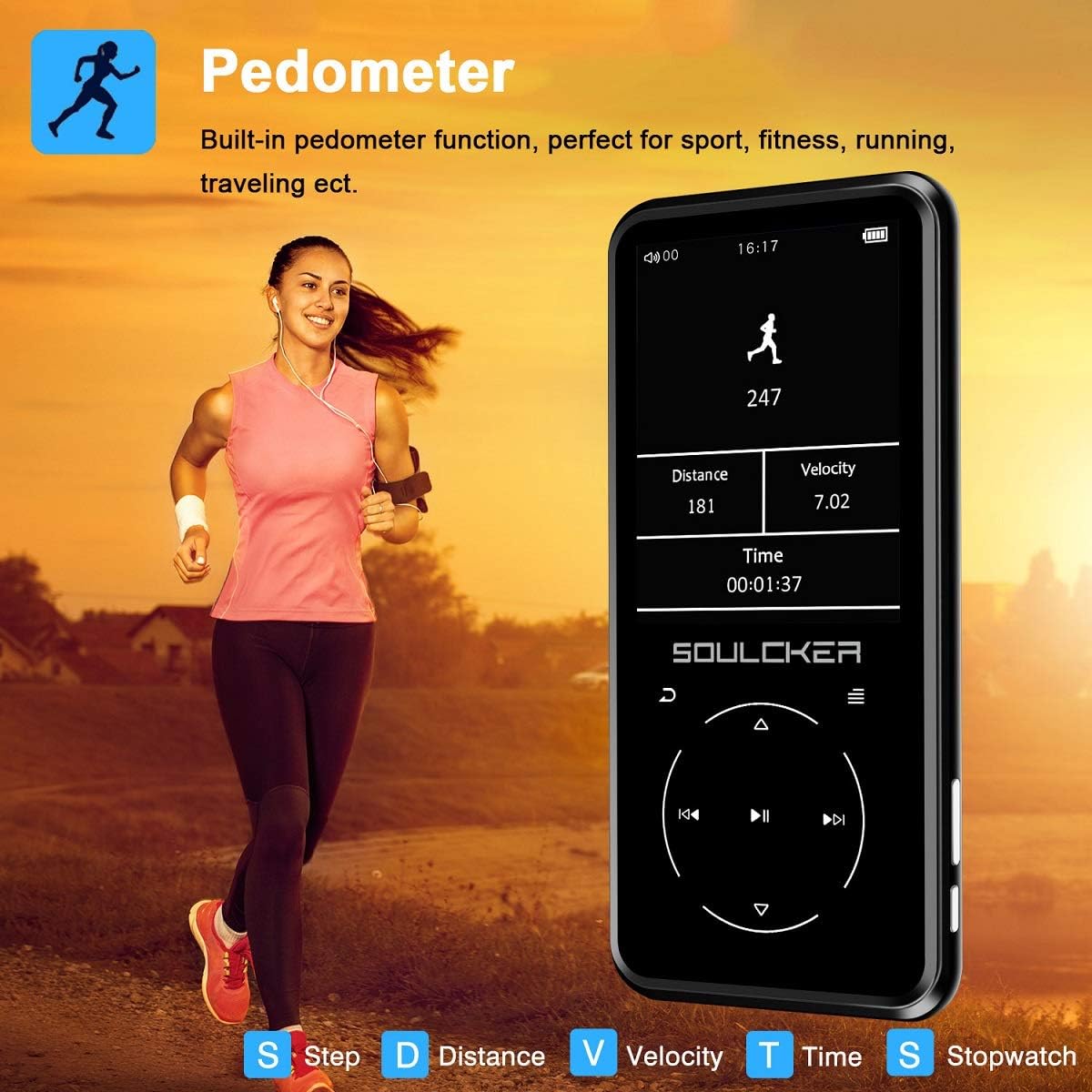 MP3 Player, 16GB MP3 Player with Bluetooth 4.0, Portable HiFi Lossless Sound MP3 Music Player with FM Radio Voice Recorder E-Book 2.4'' Screen, Support up to 128GB (Headphone, Sport Armband Included): Electronics