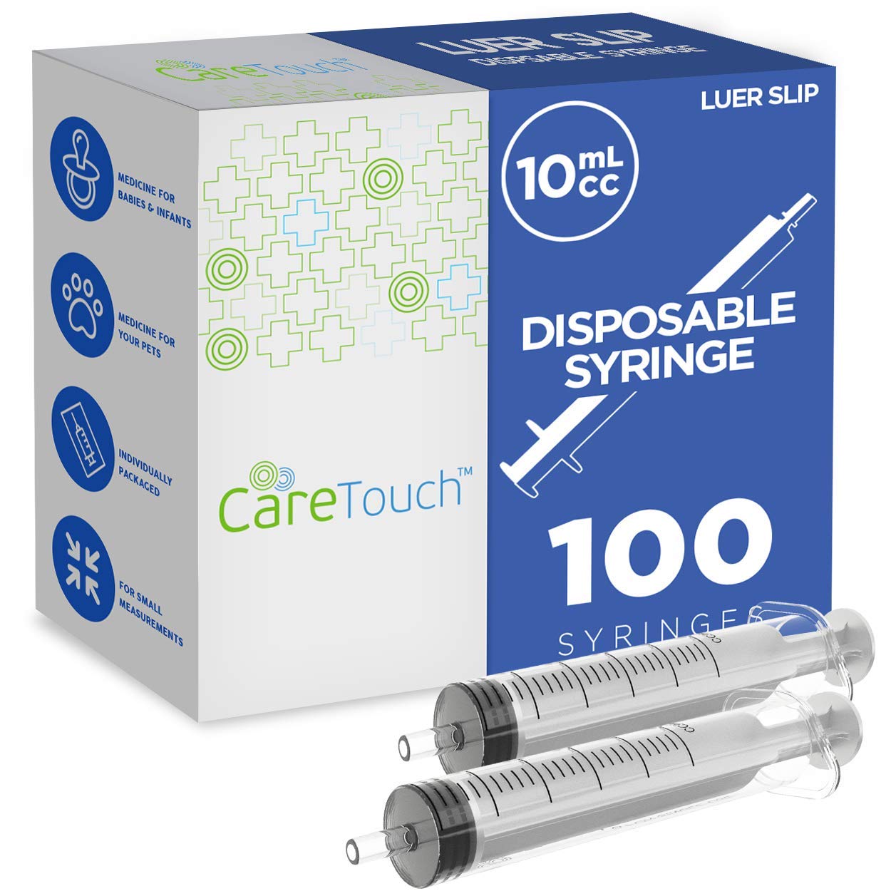 10ml Syringe with Luer Slip Tip 100 Sterile Syringes by Care Touch