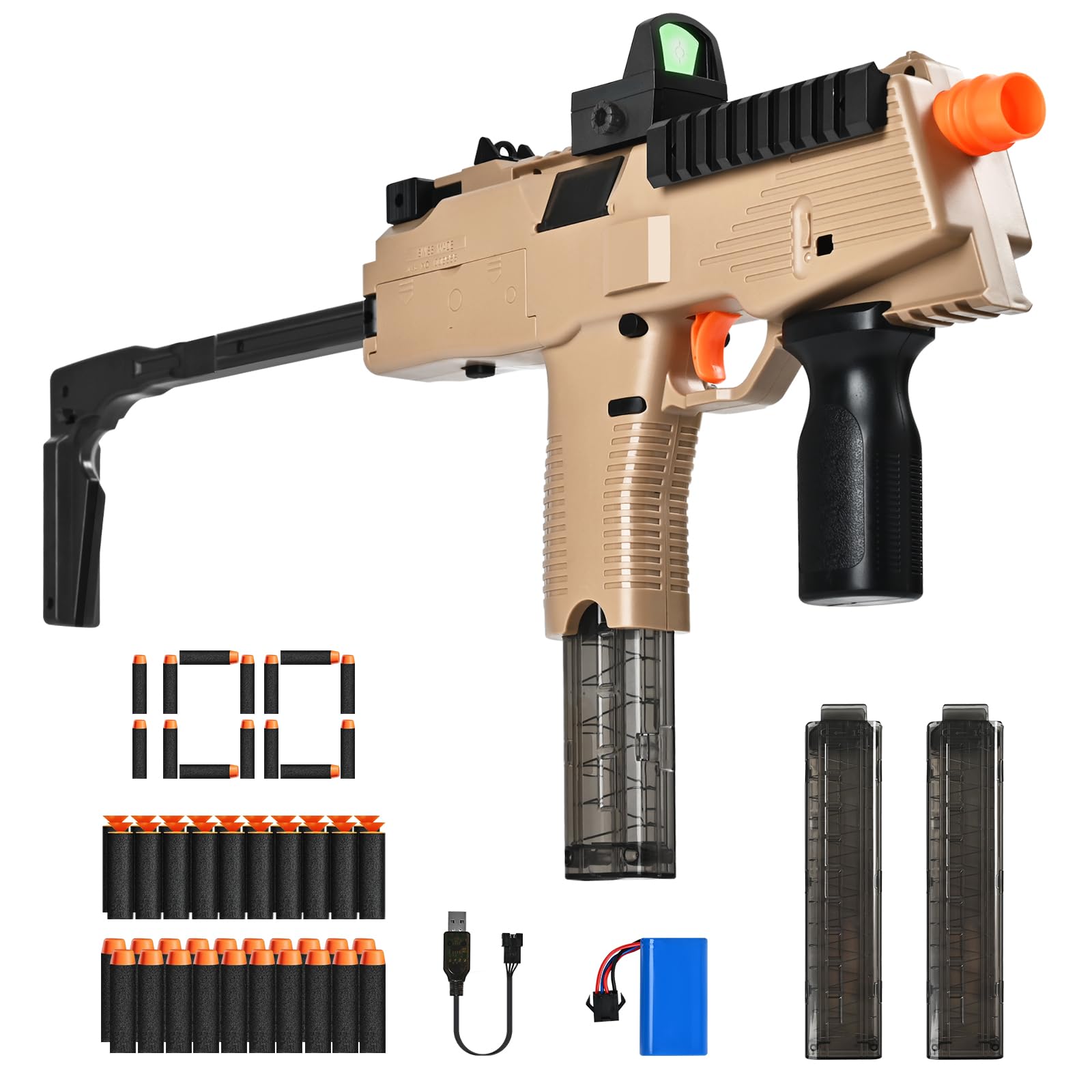 Photo 1 of (sold for parts only) Realistic Toy Gun for Nerf Gun's Soft Bullets, Automatic MP9 Toy Set with 100 Soft Darts, 2 Magazines, Scope