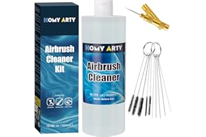 HOMY ARTY Airbrush Cleaner Kit 19.78 fl oz - with Nozzle Cleaner & Cleaning Brushes, Airbrush Cleaning Kit for Water-Based Acrylic Airbrush Paint, Art Tools, Brushes & Airbrushes