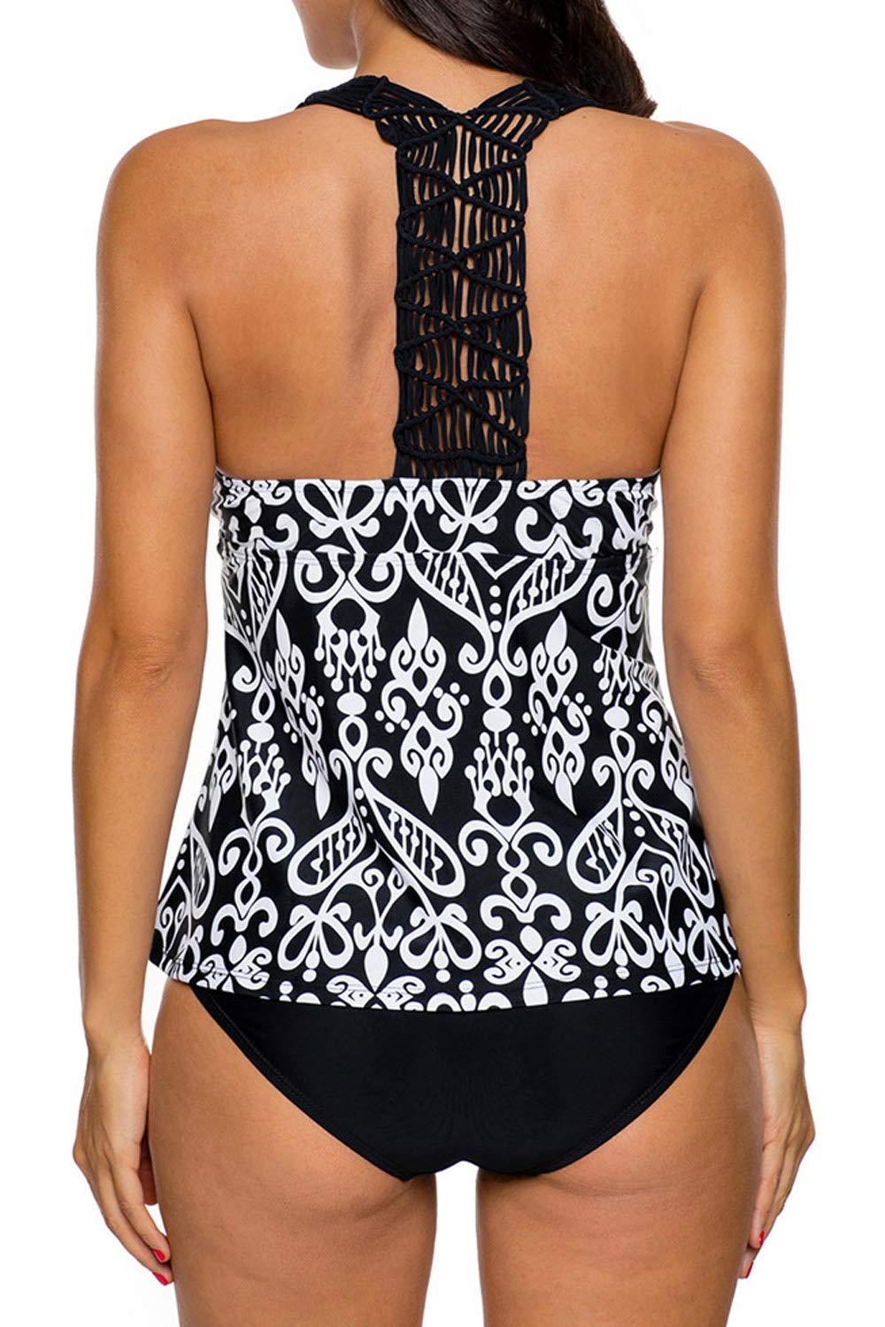 Wetopkim Women Floral Printed Tankini Swimwear Triangle Cup Tankini top Removeable Padded