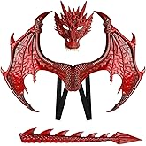 IncreDecor Dragon Costume for Kids Dinosaur Tail Mask Set, Cool Halloween Dragon Wings Cosplay Costume Mask for Children Boys