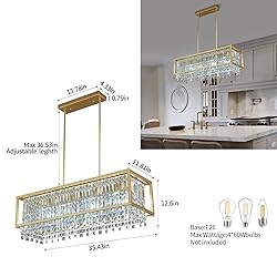 LMQNINE 4-Light Dining Room Light Fixture Square