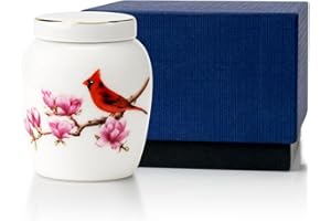 KULUSION Small Urns for Human Ashes - Cremation Keepsake Decorative Urns, Ceramic Urns for Female & Male Pet Ashes, Funeral Urns with Exquisite Box (Cardinal)