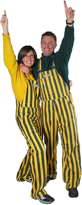 Amazon Com Game Bibs Adult Green Yellow Striped Overalls Clothing