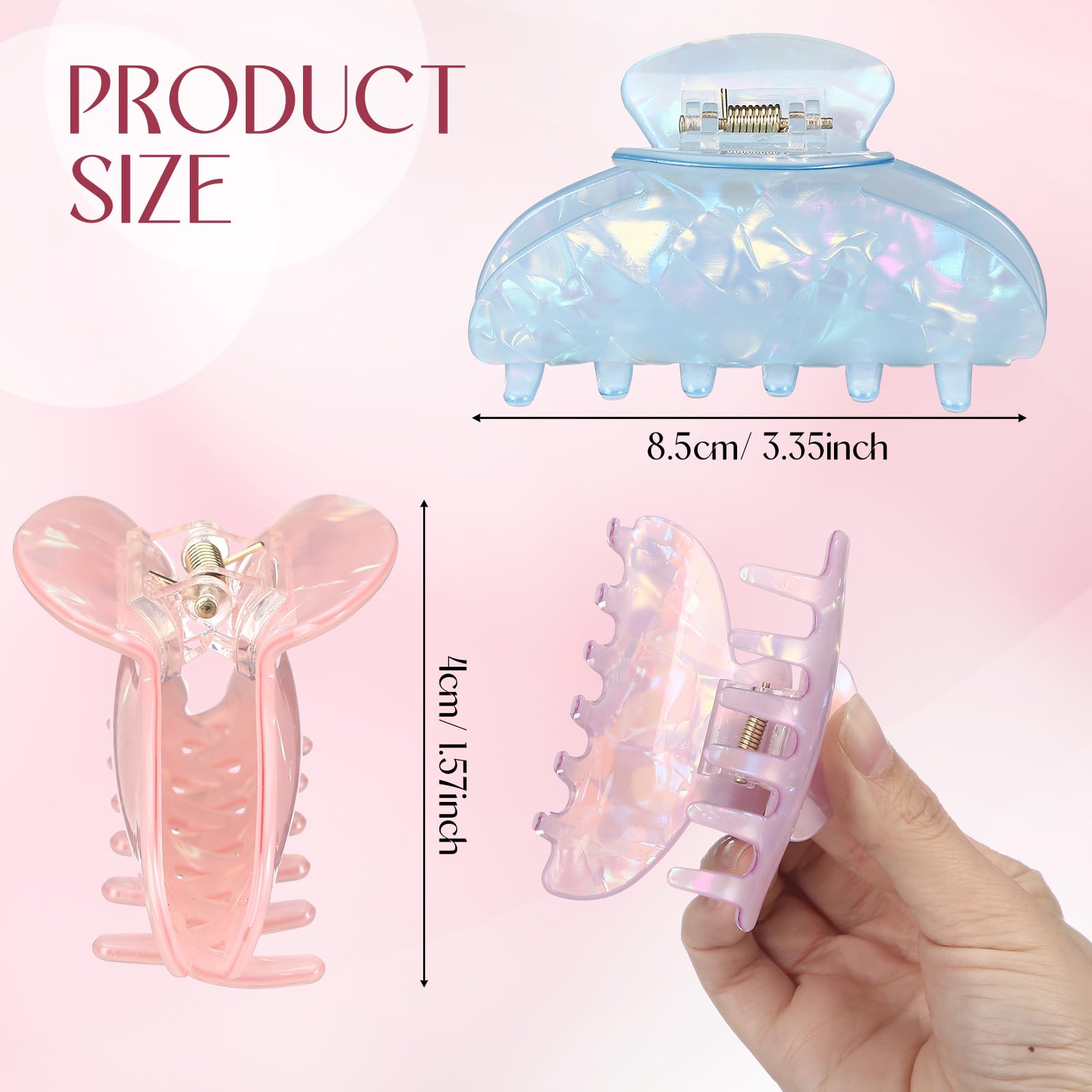 Condition photo showing New/Like New for xunyee 24 pcs large acrylic hair claw clips bulk for women cute non-slip strong hold clamps for thic