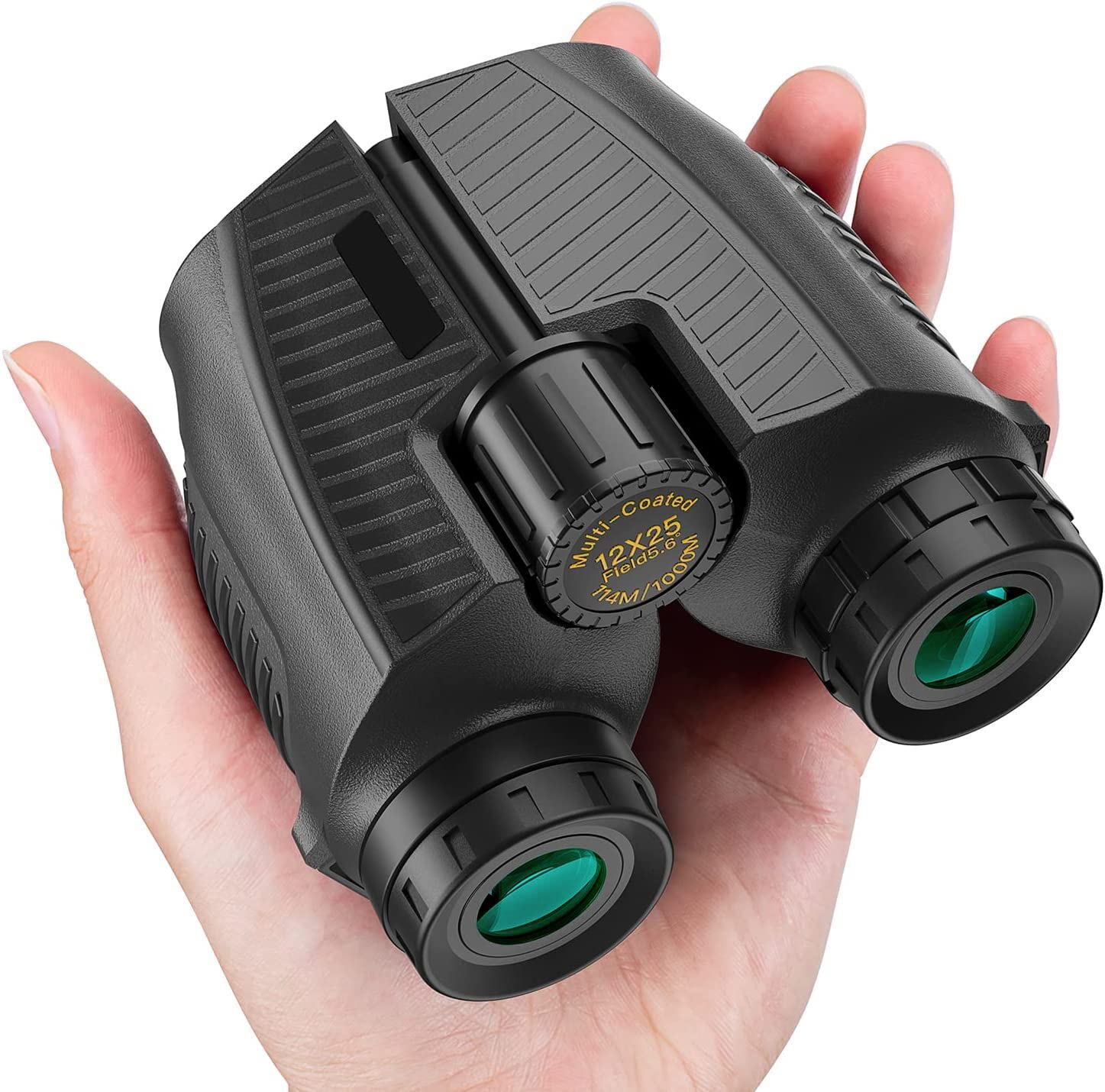 AniWorld Pocket 12x25 Binoculars with Adjustable Zoom Focus Handheld Binoscope Compact Portable Spotting Scopes for Birds Watching Hiking