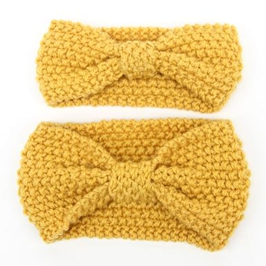 Amazon Danmy女性とリボンカチューシャベビーニットかぎ針編み冬伸縮