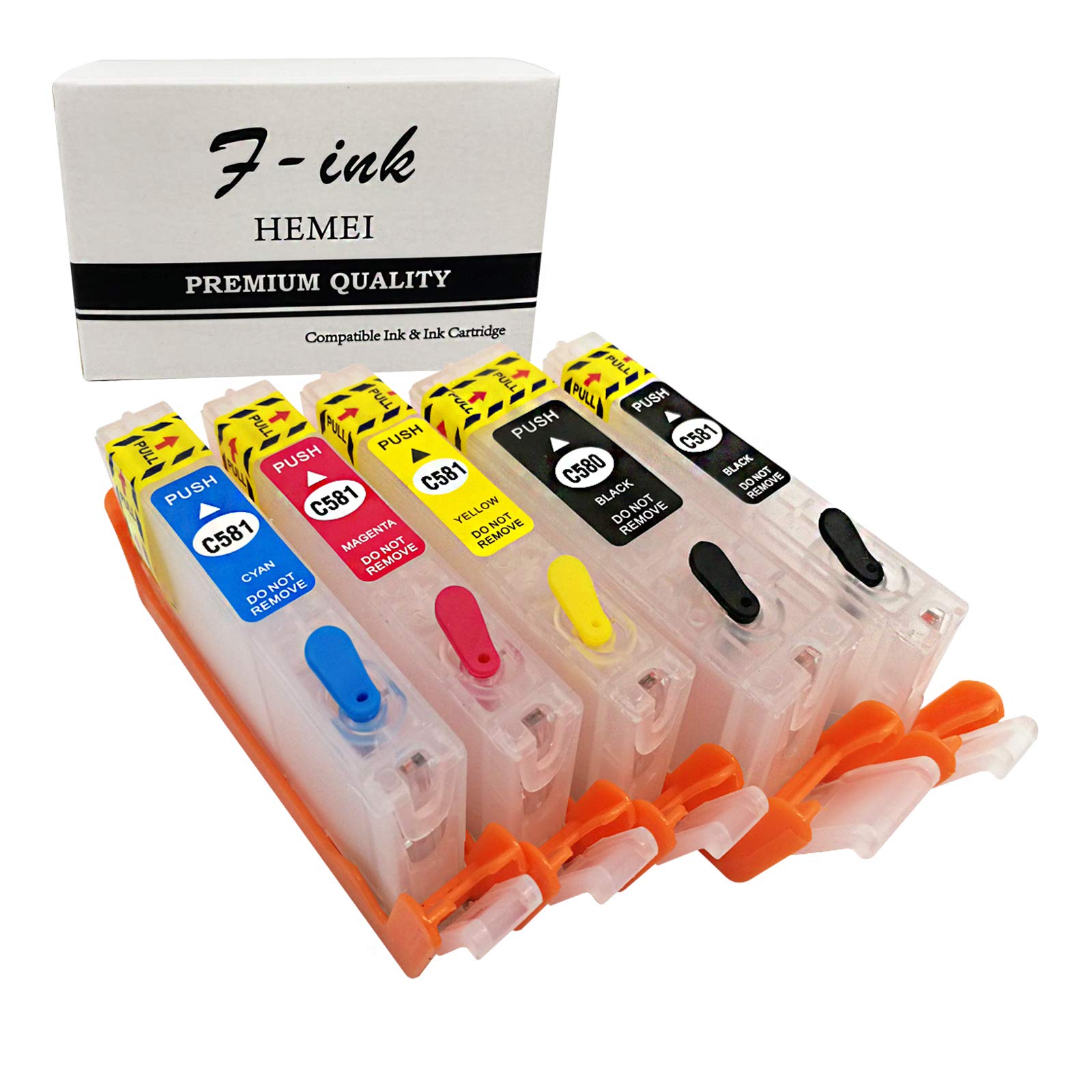 F-ink Empty Refillable Ink Cartridge Replacement for PGI-580XXL CLI-581XXL，Work with Pixma TR7550 TR8550 TS6150 TS6151 TS6250 TS9550 TS9551C TS705 TS6350 Printers