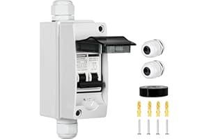 MINGSONG DC Solar Panels Disconnect Switch 40 Amp AC Circuit Breaker Box 400V 2 Poles IP65 Waterproof UV-Proof Outdoor Small Breaker Box for Solar PV Homes