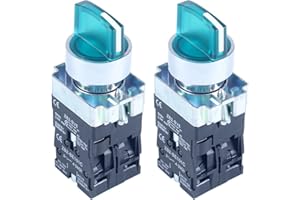 DMWD 2pcs 22mm Momentary Selector Switch 110V with Green Light 10A for 0.87" Mounting Hole Rotary Selector Switch 3 Positions 2NO Self-Reset