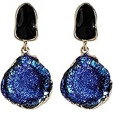 OIMEI Retro Blue Pearl Earrings French Court Style