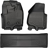 Husky Liners Weatherbeater Floor Mats | Fits 2012-2016 Ford F-250/F-350 Crew CAB ONLY with Drivers Side Foor Rest & Without Manual Transfer Case Shifter | Front & 2nd Row, 3-pc Black - 99711