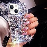 Bonitec Compatible with iPhone 14 Case for Women 3D Glitter Sparkle Bling Luxury Shiny Crystal Rhinestone Diamond Bumper Clear Gems Cute Protective Girly Girls Cover