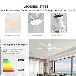 NKPU 52inch Ceiling Fans with Lights, Low Profile