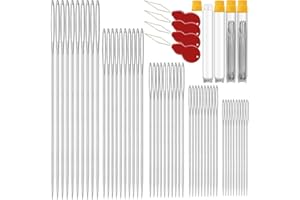 JOLLMONO 100 Pack Premium Large Eye Needles for Hand Sewing with Needle Threaders, Assorted Sizes, Embroidery Needles for Hand Sewing, Sewing Needles Large Eye, Big Eye Needle