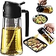 TrendPlain 470ml Olive Oil Spray Bottle for Kitchen Gadgets - 2 in 1 Olive Oil Dispenser Bottle and Air Fryer Accessories for