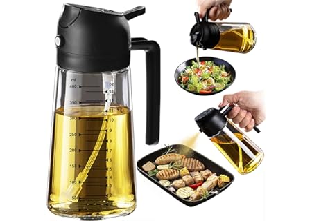 TrendPlain 16oz/470ml Glass Olive Oil Sprayer for Cooking – 2 in 1 Olive Oi...