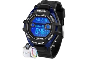 Viecaeio Kids Digital Watch for Boys Girls, Waterproof LED Colorful Lights Sports Watch Suitable for 5-17 Years Old Teenagers (with Gift Box)