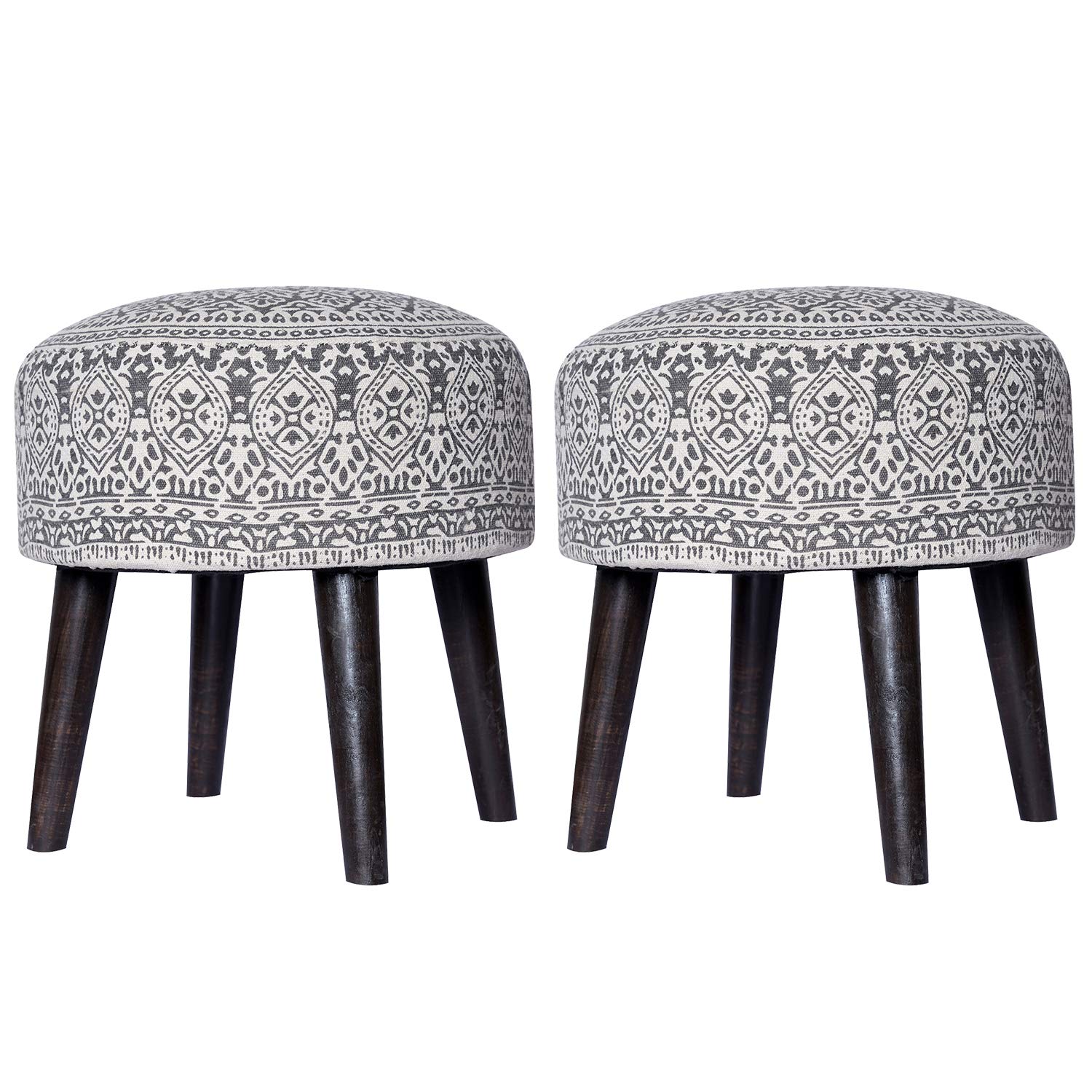 Nestroots Stool for Living Room Sitting Printed Ottoman upholstered