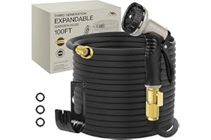 Lefree Garden Hose 100ft, Expandable Garden Hose Leak-Proof with 40 Layers of Innovative Nano Rubber, 2024 Version/New Patented, Lightweight, Durable, No-Kink Flexible Water Hose (Black)