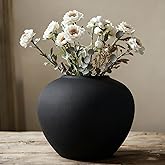 Rustic Ceramic Vase, 7.1" Black Farmhouse Tall Vase, Vintage Vases, Modern Terracotta Decor Vases for Home Decor, Living Room, Entryway, Table Centerpieces, Shelf, Kitchen, Housewarming Gifts