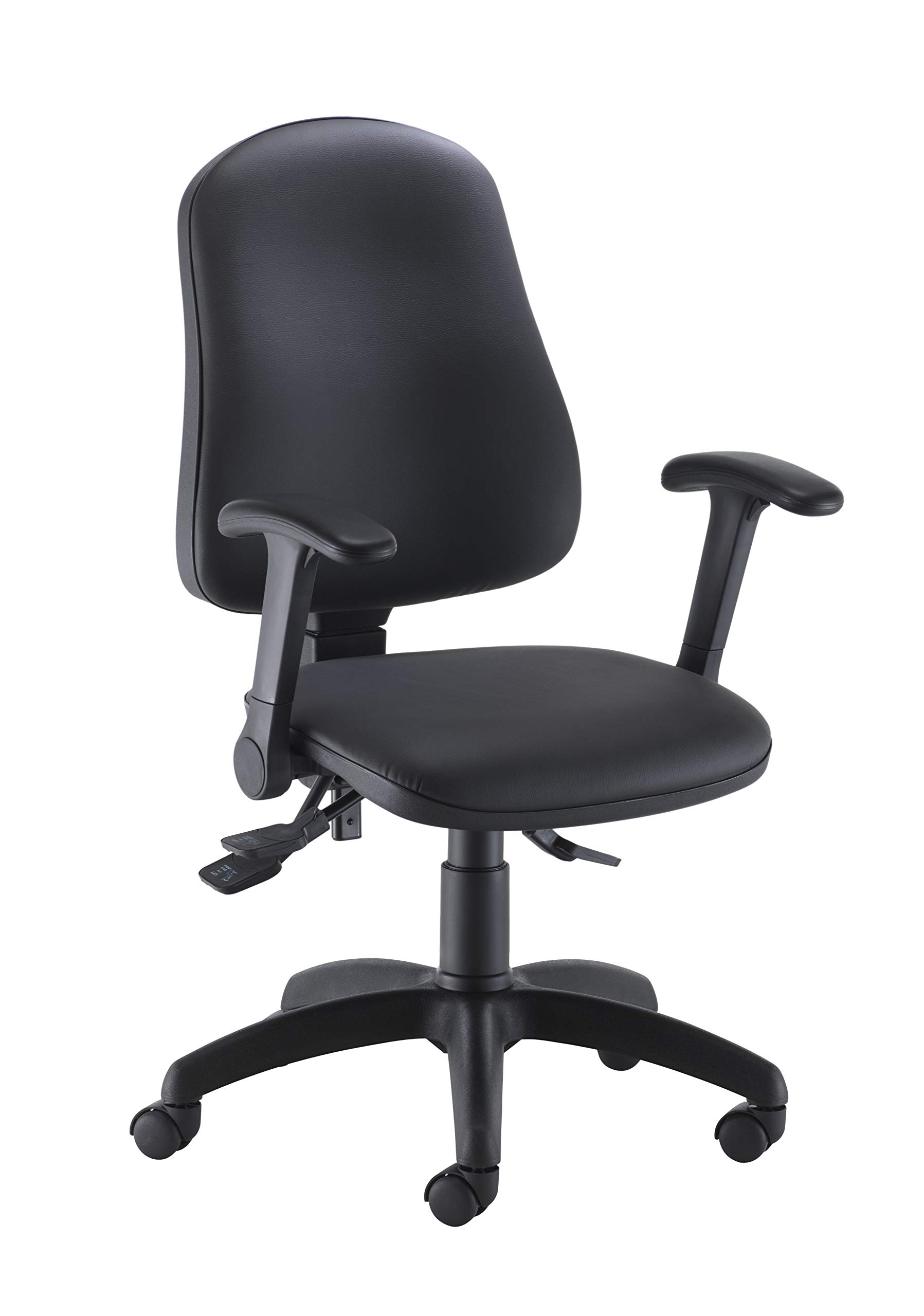 Office Hippo High Back Desk Chair, Ergonomic Home & Office Chair With Height Adjustable Seat , Backrest & Flip Up Arms, Lumbar Support For Extra Comfort, Computer Chair - Black PU