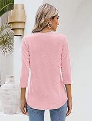 Sherosa Womens 3/4 Sleeve T Shirts V Neck Cotton