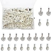 200PCS Glue on Bails for Jewelry Making, DANUDON Oval Glue On Earring Bails Small Spoon Shape Pendant Bails Heart Shape DIY Jewelry Bails Earring Charms with Box for Glass Tile