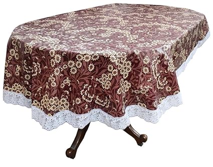 Stylista 6 Seater Table Cover Oval Shaped WxL 54x78 inches with White Border lace