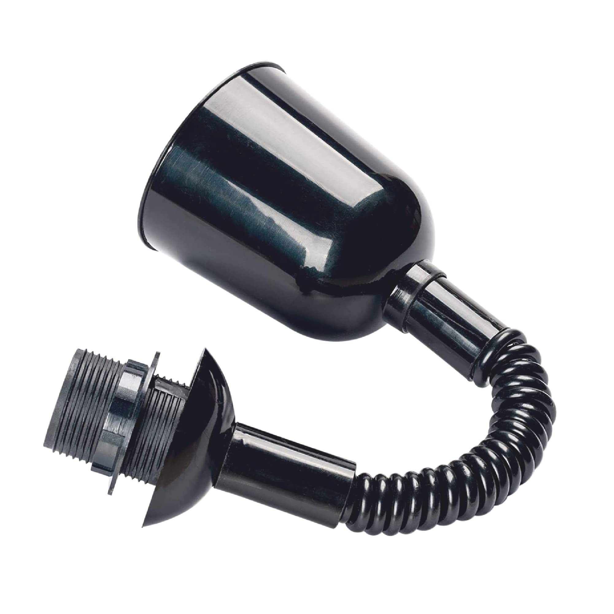 Lamp pendant lamp with variable length 400-1200 mm with spiral cable, E27 socket with screw ring, maximum load 5 kg, plastic pendant lamp, black