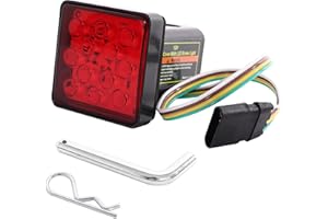 MAXXHAUL 70429 Trailer Hitch Cover with 12 LEDs Brake Light, 2 inch