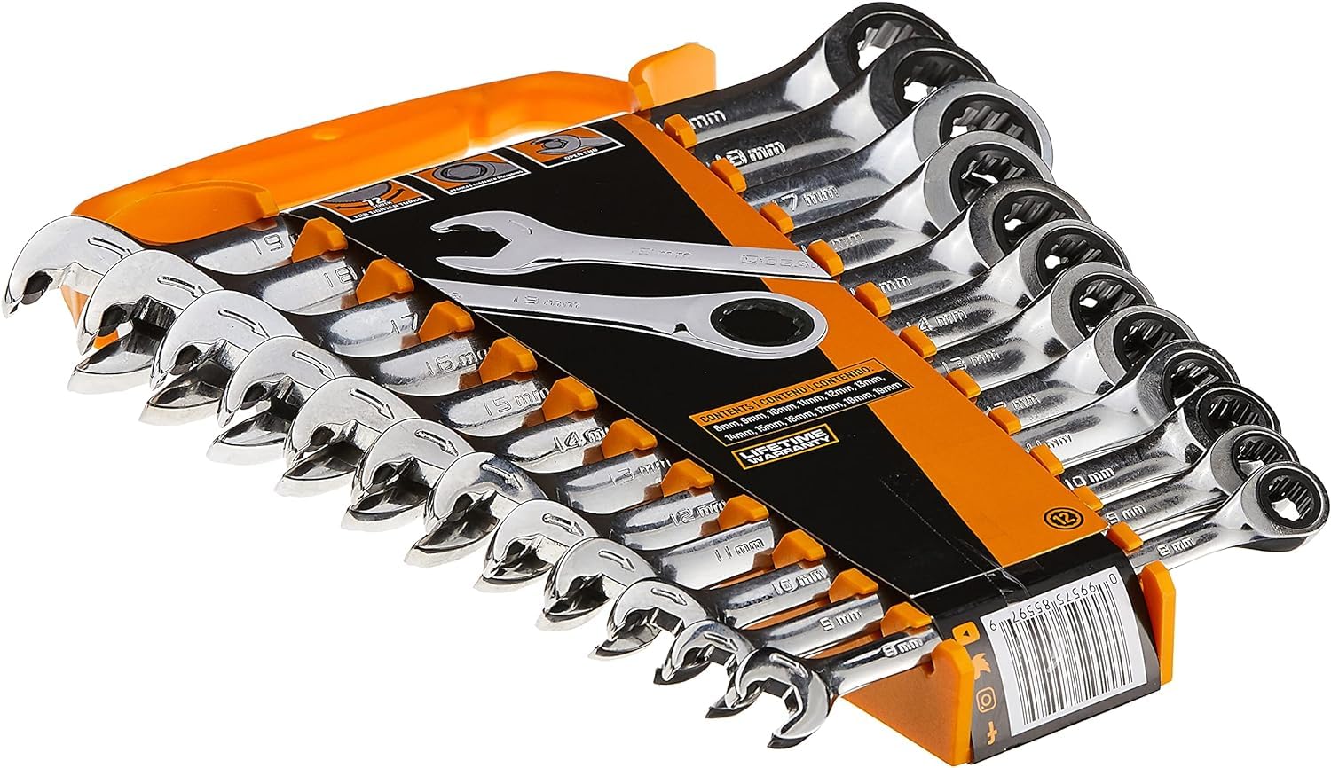 GearWrench 85597 Open End Ratcheting Metric Wrench Set, 12 Piece — image 1