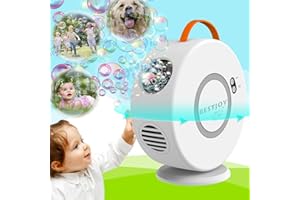 BESTJOY Bubble Machine for Kids Toddlers Ages 1-3-5, Rechargeable Bubbles Blower Maker for Christmas Birthday Parties, Automatic Rotating 90°&360° Bubble Toys